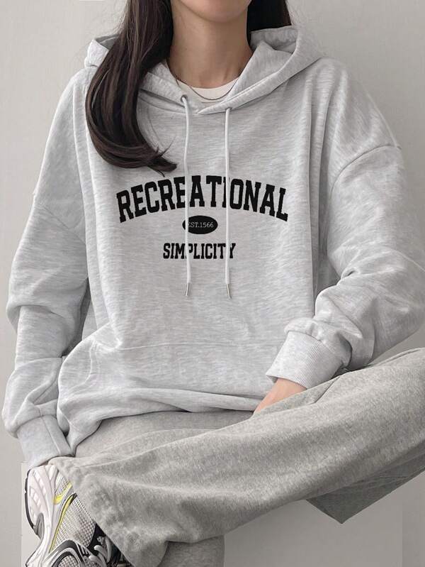 DAZY Women Hooded Amusing Letter Loose Sweatshirt,Fall Clothes