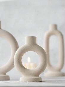 SHEIN 1 Stück geometrischer Keramik Kerzenhalter, kreativer moderner Knoten Kerzenständer, Tisch Mittelstück Stabkerzenhalter Tischdekoration, geeignet für Hochzeit, Wohndekoration, Party, Geschenkidee, Raumdekoration, Hausdekoration, Fest, Weihnachten, Hochzeitsdekoration, Küchendekoration, Geschenkidee, Wohndekoration Kerzenhalter, Weihnachten, Party, Halloween Dekoration - Beige - Übersicht 3