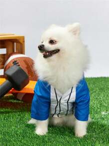 PETSIN Camiseta gráfica con número en estilo jersey de béisbol a rayas, para mascotas (gatos y perros) - Multicolor - Ver 4