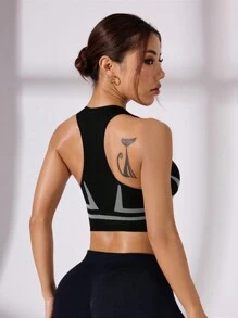 SHEIN Sutien sport fără cusături de culoare contrastantă pentru femei pentru fitness de zi cu zi