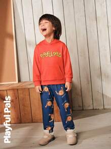 SHEIN 2 Pcs Young Boys Sets Fun Planet Cartoon Print Hoodie & Sweatpants Suit Cute/Retro/Casual/Home/Outing Winter/Fall Outfits Little Boy Clothes/Young Boy Fall Clothes - Multicolor - View 6