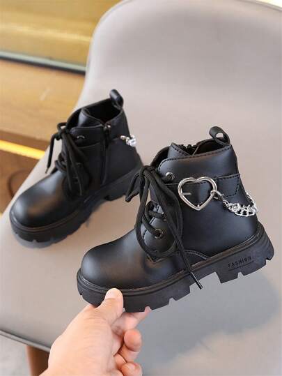 New Round Toe Children's Boots, Casual Retro Flat Girls Ankle Boots, Non-Slip Wear-Resistant Big Kids Shoes, Girls Student Punk Boots