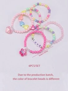 6 chiếc vòng tay hạt nhiều màu, phụ kiện tiệc - Nhiều màu - Xem 6