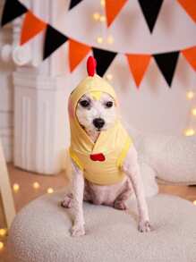 PETSIN 1 件宠物猫狗通用可爱卡通动物鸡 3D 图案套头连帽衫 - 彩色 - 查看 3