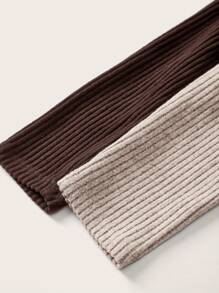 SHEIN EZwear Große Größen Damen Gerippte Slim Fit Leggings, Mehrfarbig, Casual, Herbst/Winter