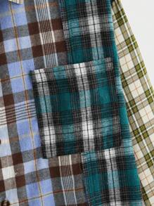 Manfinity VCAY Camisa de manga larga holgada de talla grande para hombre con estampado de cuadros multicolor, otoño - Multicolor - Ver 3