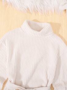 2 sztuki dziewczęcej sukienki polo w jednolitym kolorze, dopasowanej, z długim rękawem i kołnierzykiem - Czarne i Białe - Zobacz 7