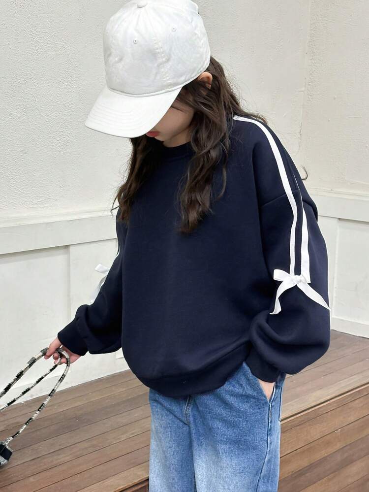 Tween Girls Crew Neck Thermal Lined Sweatshirt, Fall