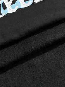 Manfinity VCAY Men's Graphic Print Loose Fit Crew Neck Long Sleeve Knit Sweatshirt Set, For Fall Winter - Black - View 5