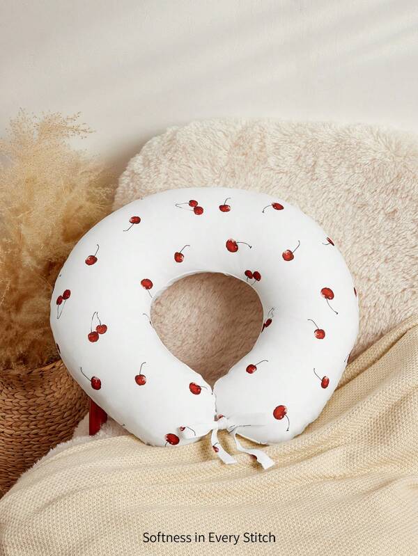 Cozy Pixies 1 pieza Almohada de lactancia suave y cómoda con estampado de cerezas, que ayuda con el sueño y la lactancia materna
