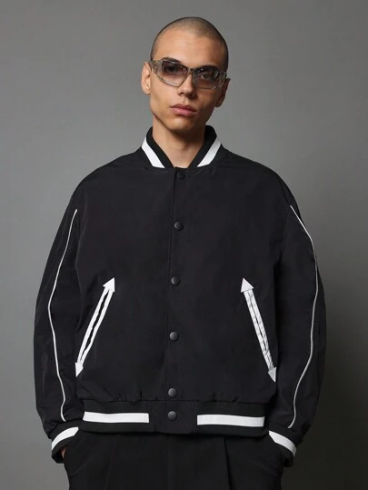 SUMWON Varsity Baseball Jacket Premium Unisex Nylon Athletic College Style Sportswear Retro Bomber Spring Fall Outerwear With Arrow Design