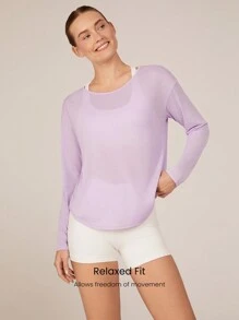 GLOWMODE FreshTek™ Crossover Long Sleeve Relaxed Tee Low Impact Yoga Daily Summer