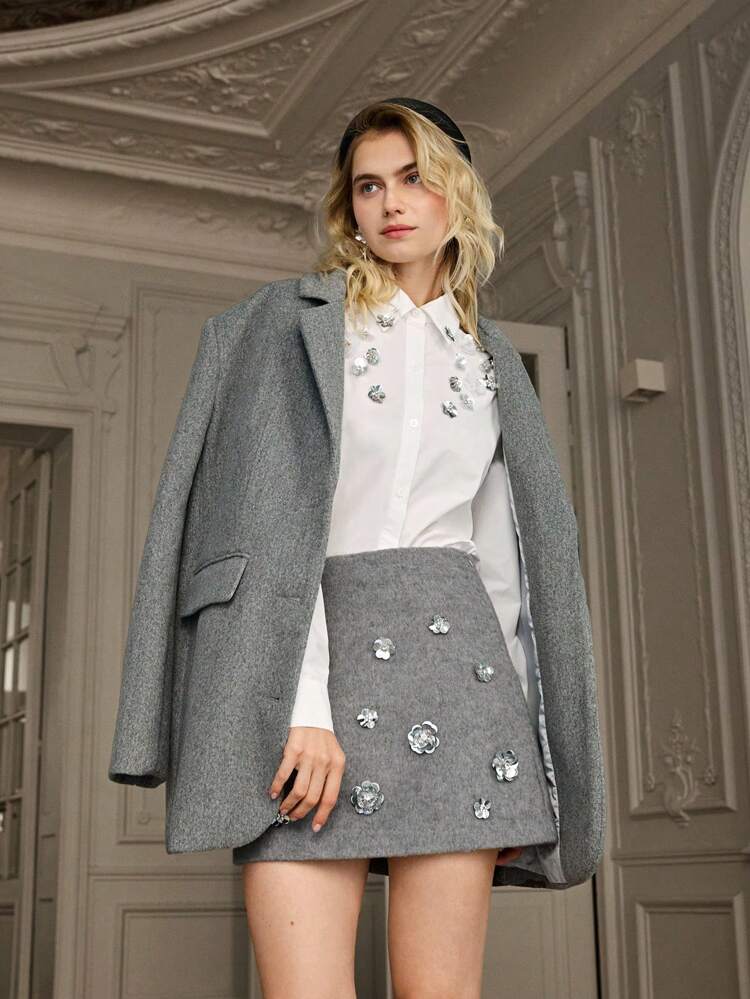 New Autumn Winter Products,Women's Solid Color Lapel Long Sleeve Single Breasted Elegant  Oversized Blazer, Autumn Winter,Fall Winter Women's Clothing,Fall Women Outfits,Cold Weather Clothes,Winter Women Coat,Winter Clothes,Christmas Women Clothes