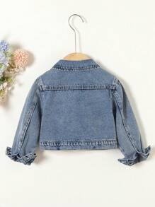 Áo khoác denim rách cài nút phía trước cho bé gái - Màu xanh lam - Xem 2