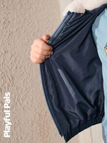 SHEIN 1件男童月亮刺绣外套，可爱/复古/休闲/居家/户外秋冬款 - 藍色 - 查看 8