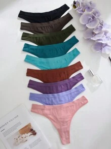 9 件套无缝舒适丁字裤内衣休闲内裤 - 彩色 - 查看 3