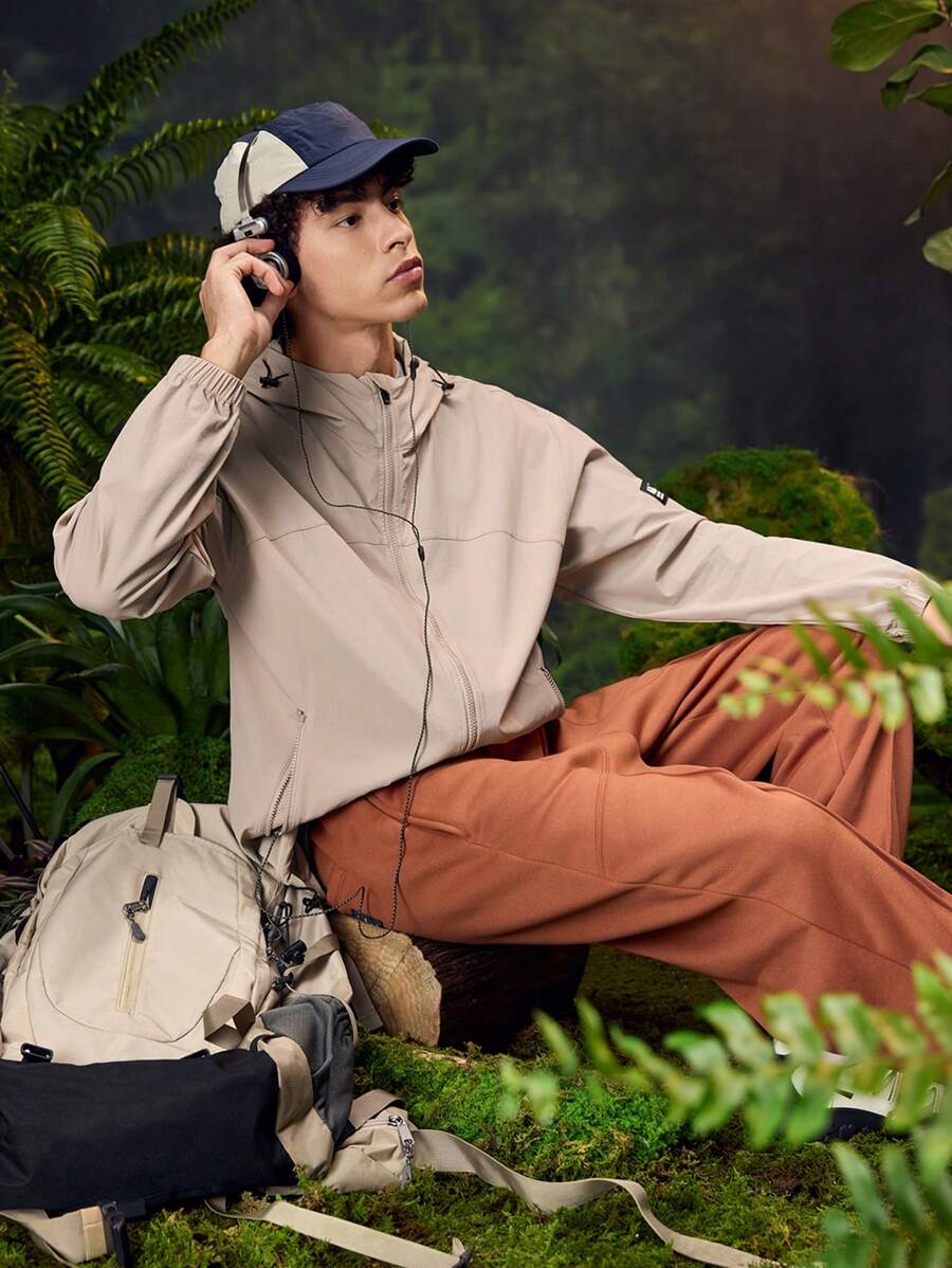 In My Nature Men's Casual Outdoor Zip-Up Hooded Sun Protection Jacket, Autumn - Apricot - View 1