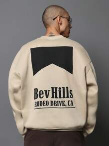 SUMWON Beverly Hills Rodeo Drive Luxury Sweatshirt Premium Streetwear Urban Fashion Statement Designer Casual Pullover Fall Winter Collection Oversized Comfort - Apricot - View 1