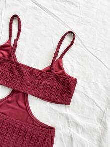 Soleia Women Vacation Casual Sexy Waist Hollow Out Camisole Ruched Fabric Mini Dress