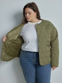 Aveloria Modichic Plus Size Casual Solid Color Dual Pocket Padded Padded Coat Clothes Winter 