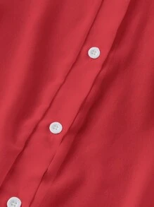 Franclia Camisa de cuello con unicolor transparente de estilo básico para ropa de Año Nuevo - Rojo - Ver 5