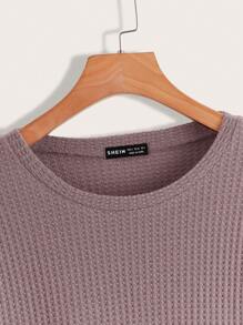 SHEIN LUNE 1pc Plain Crew Neck Casual Pullover Sweatshirt, Long Sleeve Graduation,Back To School Outfits,Graduation,Teacher Outfits For Women,Back To School - Dusty Pink - View 3