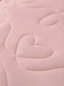 1件心形缝线被子，如云般舒适的羽绒替代被，适用于单人床、双人床、大号床、特大号床 - 淺粉色 - 查看 4