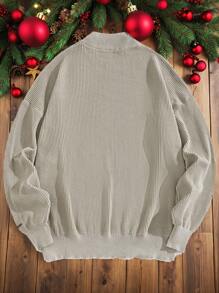 Manfinity VCAY 秋冬年轻男士时尚休闲宽松长袖针织毛衣 - 卡其色 - 查看 2