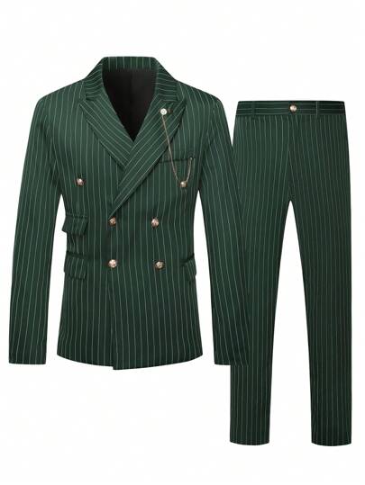 Calvornis Set de costume casual pentru bărbați, guler crestat, cu mânecă lungă, cu nasturi, în dungi în față, minimaliste și pantaloni