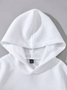 Manfinity Dauomo 1pc Men Graphic Print Pocket Hoodie Sweatshirt - White - View 6