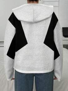 EURMUSE Woman Hooded Jacquard Detailed Casual Sweater - White - View 2