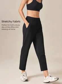 GLOWMODE 26" Versatile Wrinkle-Resistant Stretchy Tapered Work Pants With Side Zippered Pockets Daily Casual Office