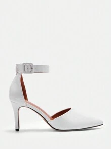 CUCCOO BIZCHIC 女士时尚百搭纯色尖头高跟鞋，适合圣诞节和新年假期氛围秋冬季 - 白色 - 查看 1