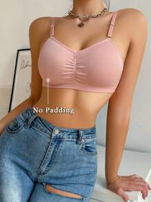 1pc Wireless Bra With Pleats Detail
