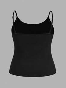 SHEIN EZwear 大码女式 2 件黑白罗纹吊带背心套装 - 黑與白 - 查看 6