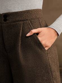 Anewsta Fashionable & Elegant Wool Blend Women Shorts For Commuting - Coffee Brown - View 2