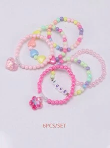 6 chiếc vòng tay hạt nhiều màu, phụ kiện tiệc - Nhiều màu - Xem 4