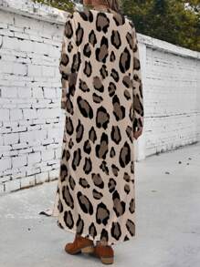 EMERY ROSE 休闲简约全长豹纹长袖修身连衣裙，适合秋冬季 - 彩色 - 查看 2