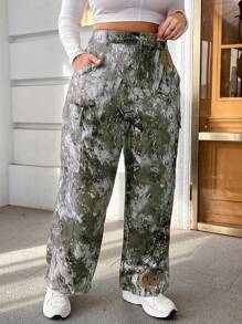 INAWLY Plus Size Women Street Style Flap Pocket Loose Wide Leg Pants Fall Cloth For Women - Multicolor - View 4
