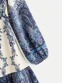 EMERY ROSE Plus Size Long Fall Dress Casual Retro Printed Long Dress,Fall Women Clothes,Winter Clothes For Women - Blue - View 3