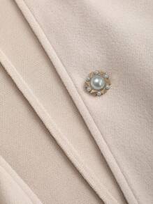 Sweetra Women Regular Trench Coat, Long Sleeve With Belt, Autumn/Winter Long  Lapel Warm Windproof Slim Casual Single-Breasted Apricot Retro French Style New Fall Cloth For Women - Apricot - View 5