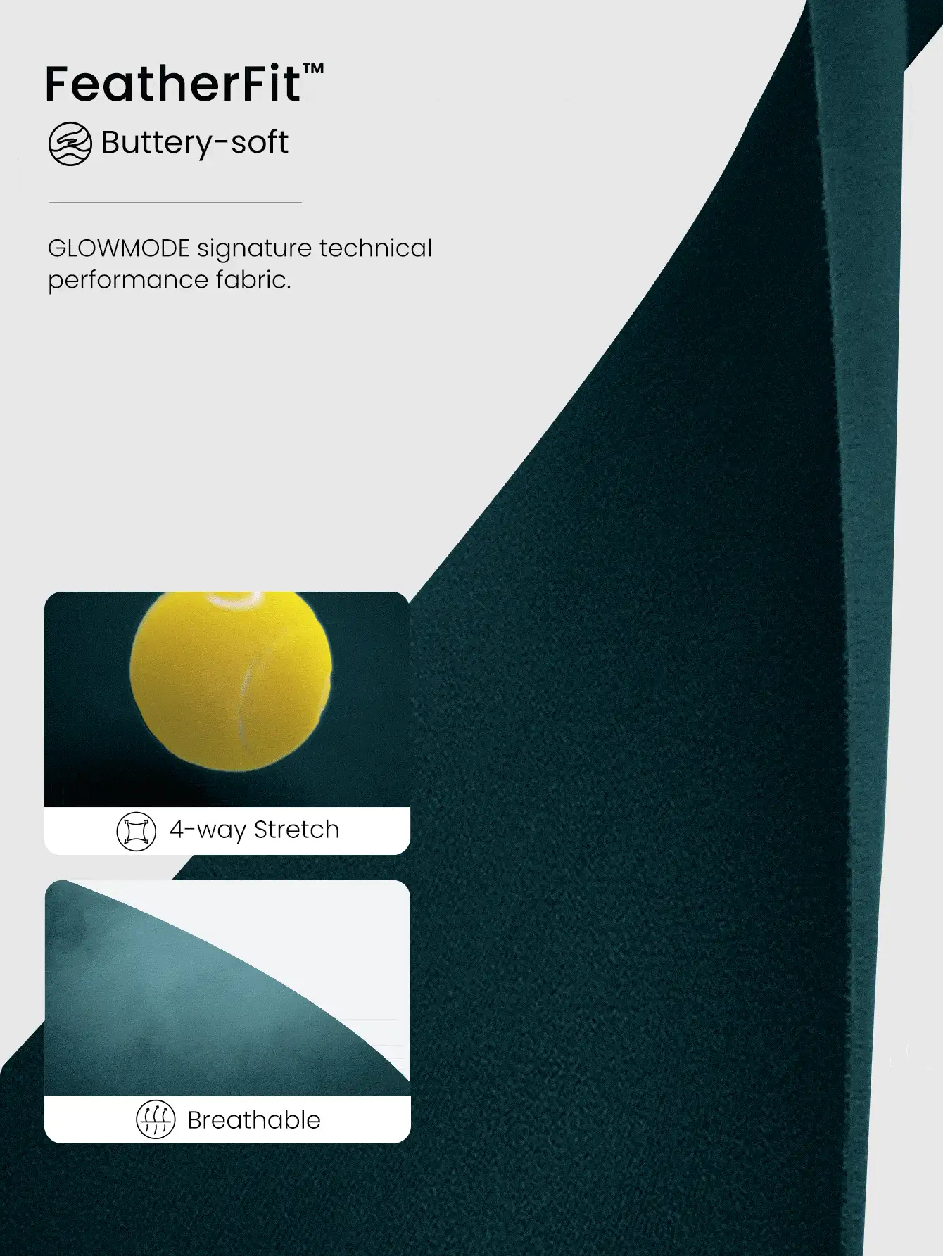 GLOWMODE FeatherFit™ 长款 U 型背心运动文胸背心低冲击瑜伽日常 - 墨綠色 - 查看 5