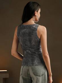 Anewsta 女士复古罗纹破洞圆领背心