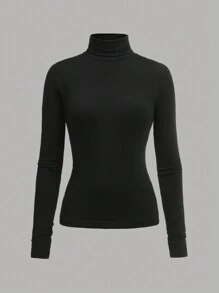 Girlism 少女 3 件套厚针织高领长袖紧身分层上衣，黑/白/灰色，适合冬季、节日、除夕、复古、格子