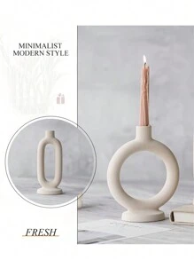 SHEIN 1 Stück geometrischer Keramik Kerzenhalter, kreativer moderner Knoten Kerzenständer, Tisch Mittelstück Stabkerzenhalter Tischdekoration, geeignet für Hochzeit, Wohndekoration, Party, Geschenkidee, Raumdekoration, Hausdekoration, Fest, Weihnachten, Hochzeitsdekoration, Küchendekoration, Geschenkidee, Wohndekoration Kerzenhalter, Weihnachten, Party, Halloween Dekoration - Beige - Übersicht 7