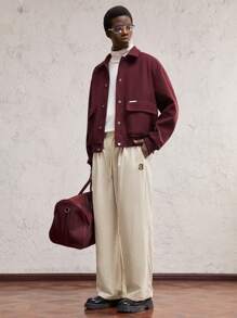 AKNOTIC Business Casual Men's Woven Mid Rise Straight Leg Casual Pants, Suitable For Daily Wear - Apricot - View 3