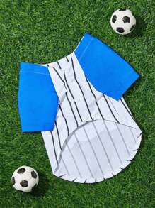 PETSIN Camiseta gráfica con número en estilo jersey de béisbol a rayas, para mascotas (gatos y perros) - Multicolor - Ver 3