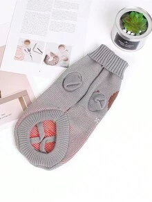 PETSIN 可爱的圣诞驯鹿图案灰色宠物毛衣 - 灰色 - 查看 4