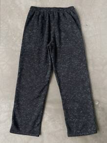 Manfinity Roghcode Manfinity Streetrush Men's Dark Grey Star Embroidery Sweatpants,Loose Straight Baggy Streetwear,Summer Work Casual Drawstring Waist Autumn/Winter - Dark Grey - View 2