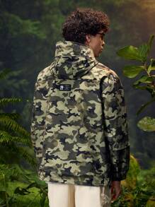 In My Nature 男士休闲户外迷彩印花拉链连帽轻便夹克，适合秋季